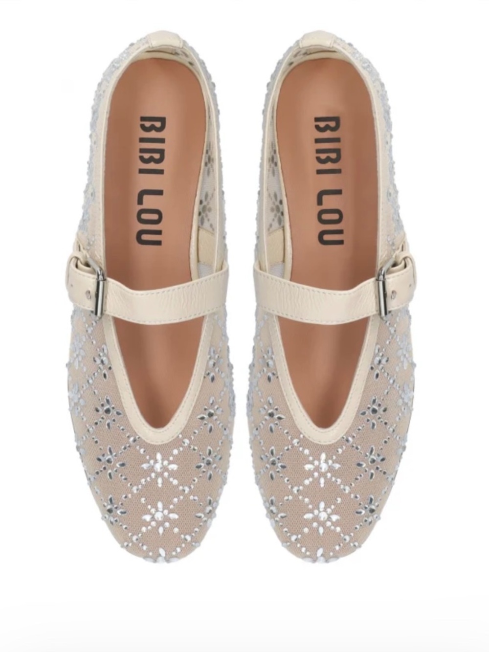 BiBi Lou Helia Cream Sparkle Mesh Mary Jane Sz 40